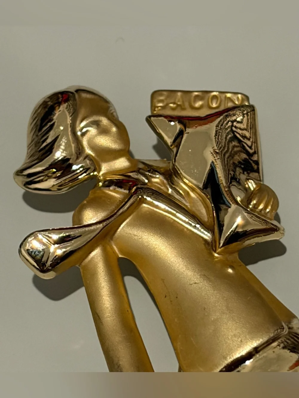 VTG AJC Boss Lady Brooch Pin Bringing Home The Bacon VIP